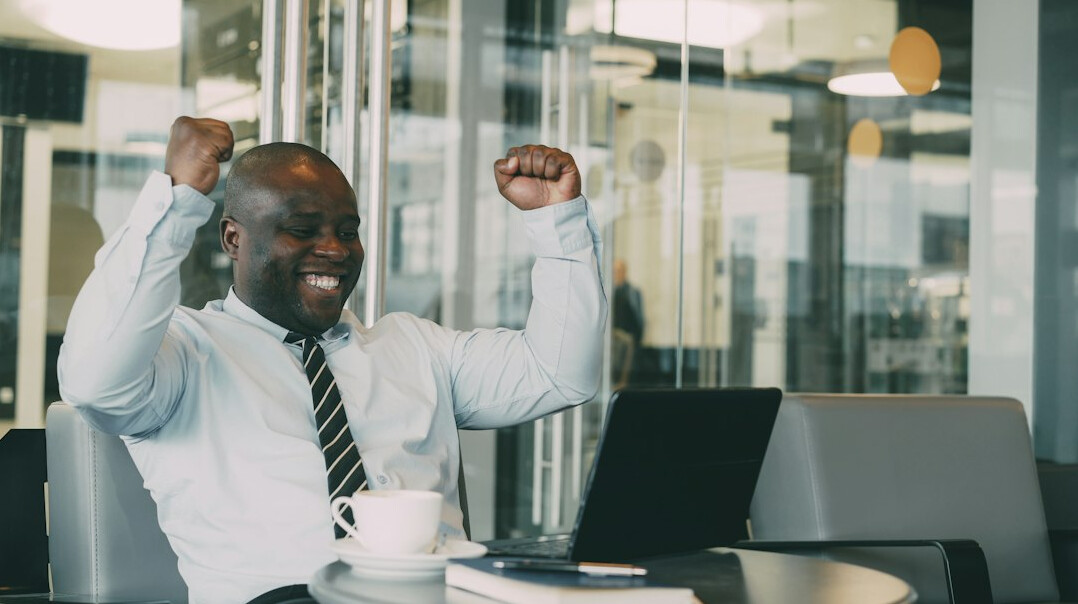 successful programmer celebrating